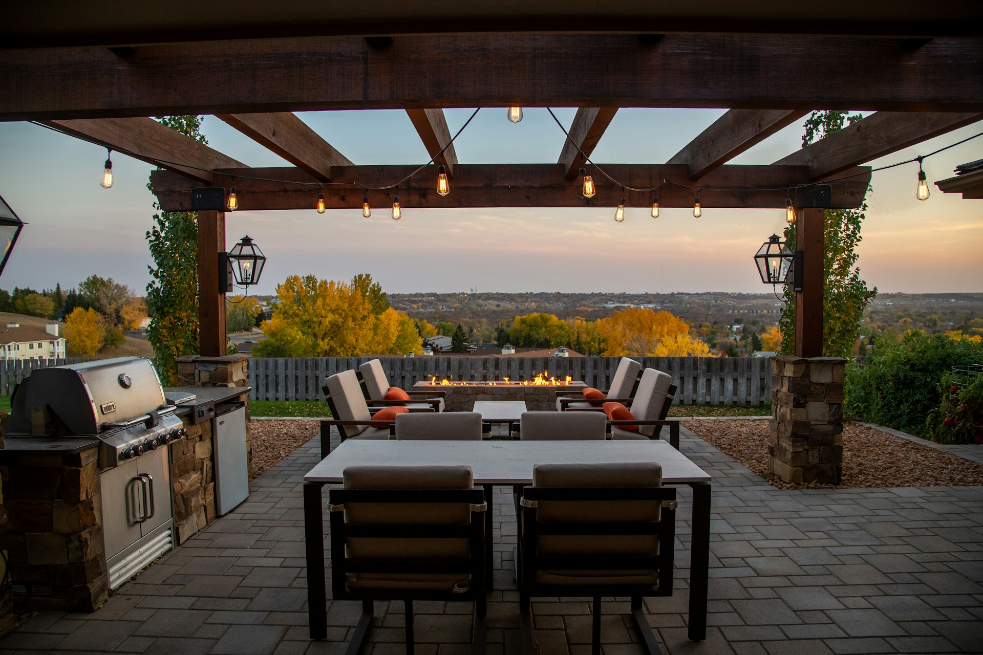 Large patio with bbq and furniture. Image by Unsplash