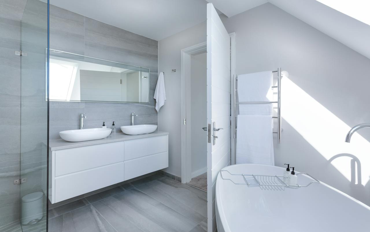 modern, white bathroom