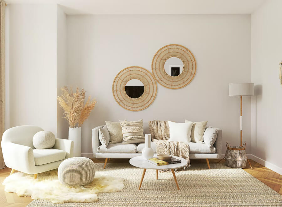 modern livingroom, white furniture