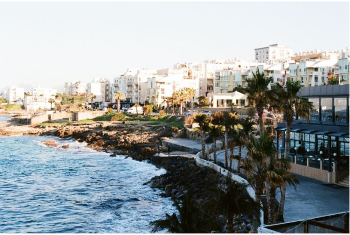 Apartment building facing the ocean in Cyprus