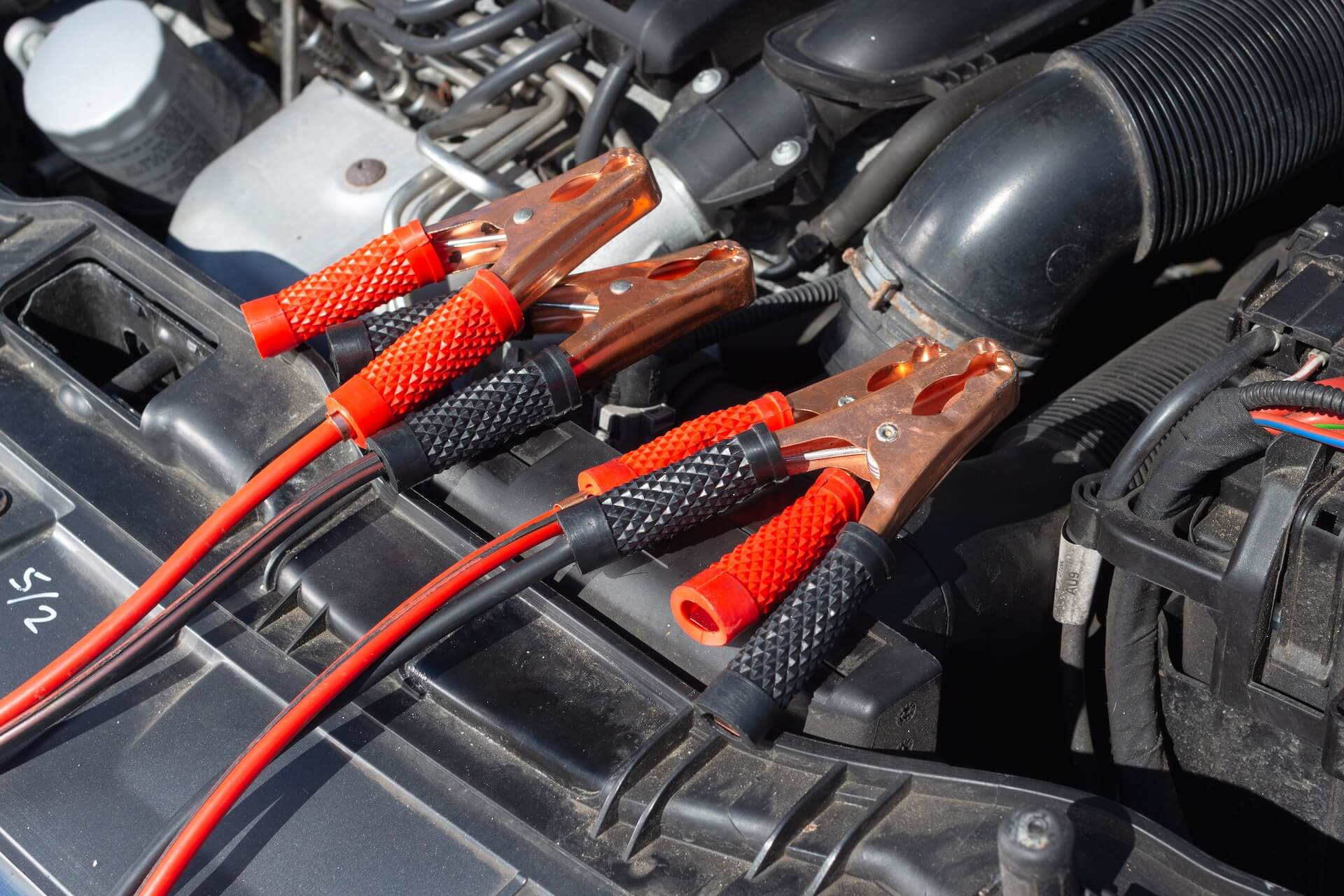 Jumper cables in a car