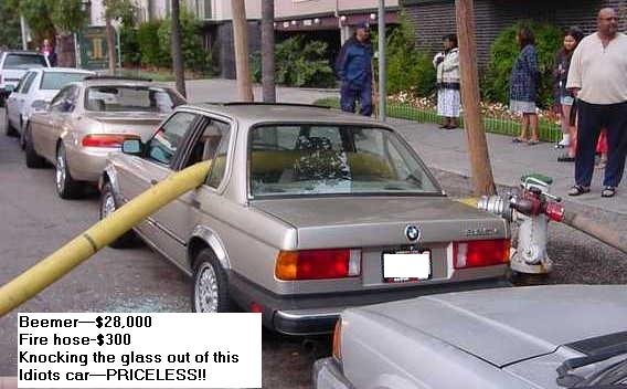 Car with hose in it