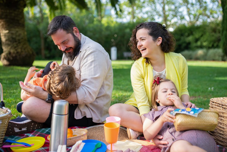 family having a picnic in a park