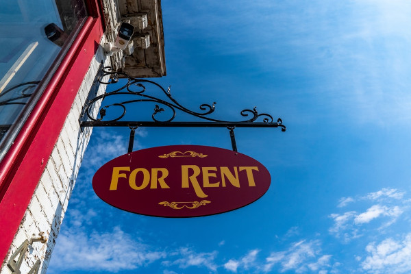 for rent sign on a building