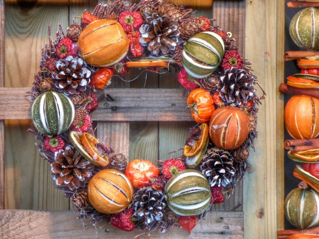 fall wreath on a door