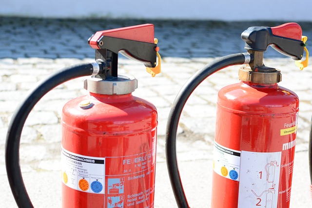 Fire extinguishers on a roof