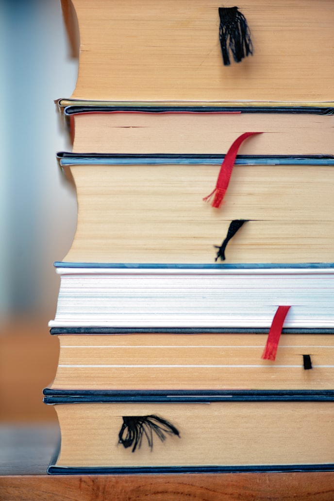 books in a pile