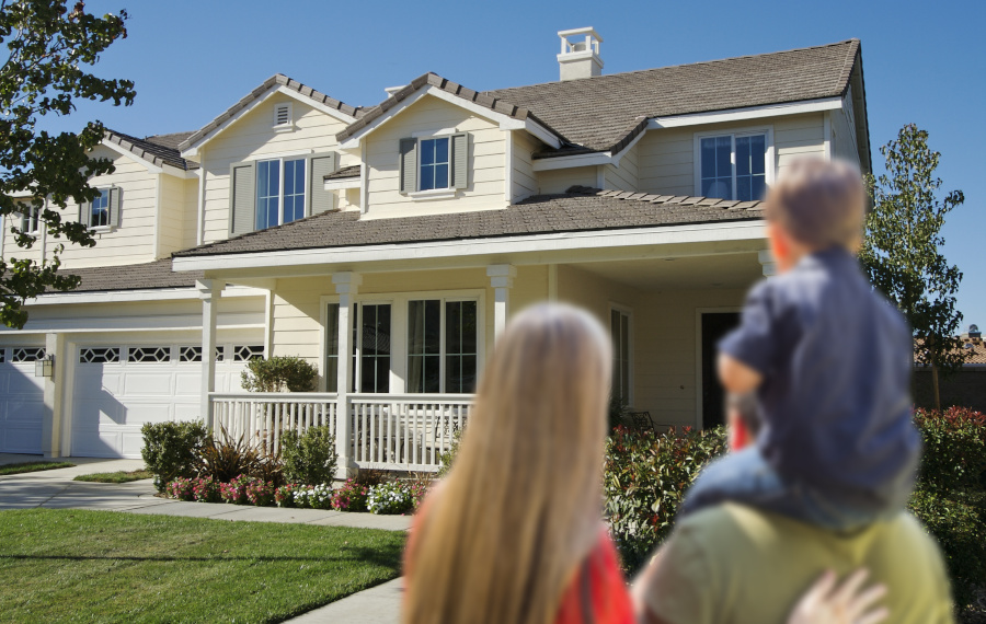 family looking at a house