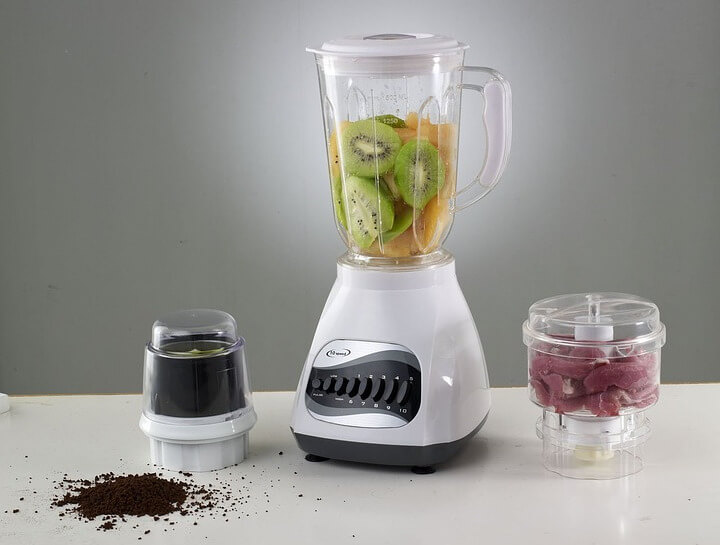 A blender with fruit