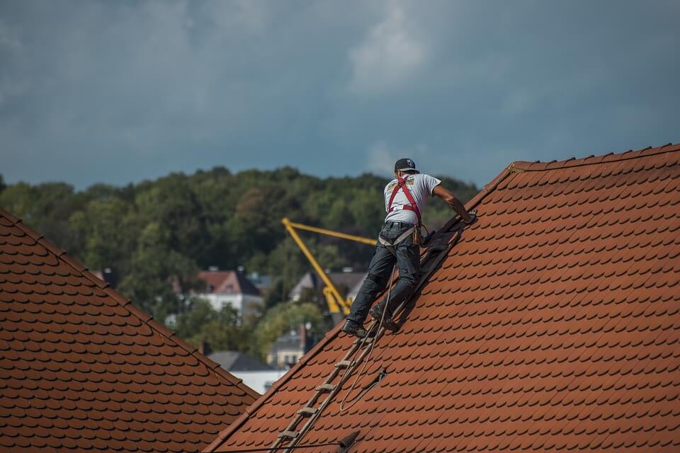 person on a roof