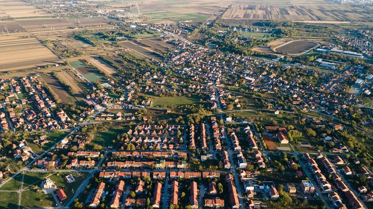 Arial view of houses