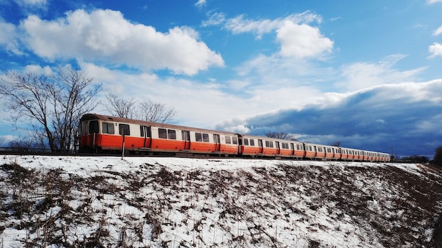 Red line MBTA train, MA