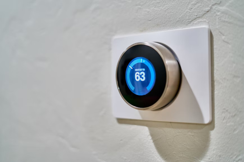 smart thermostat on a wall