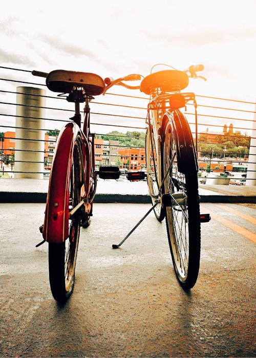 2 parked bikes