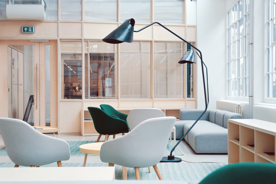 Office wirh chairs and sofa