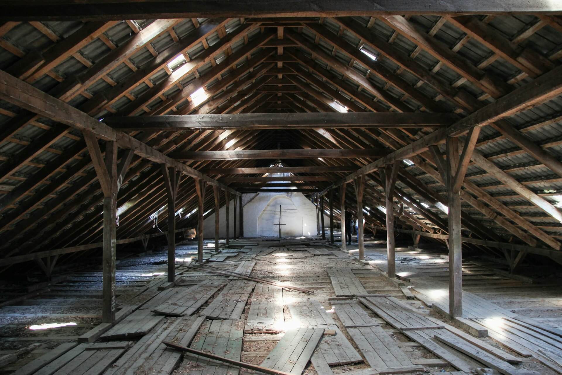 Brown wooden attic