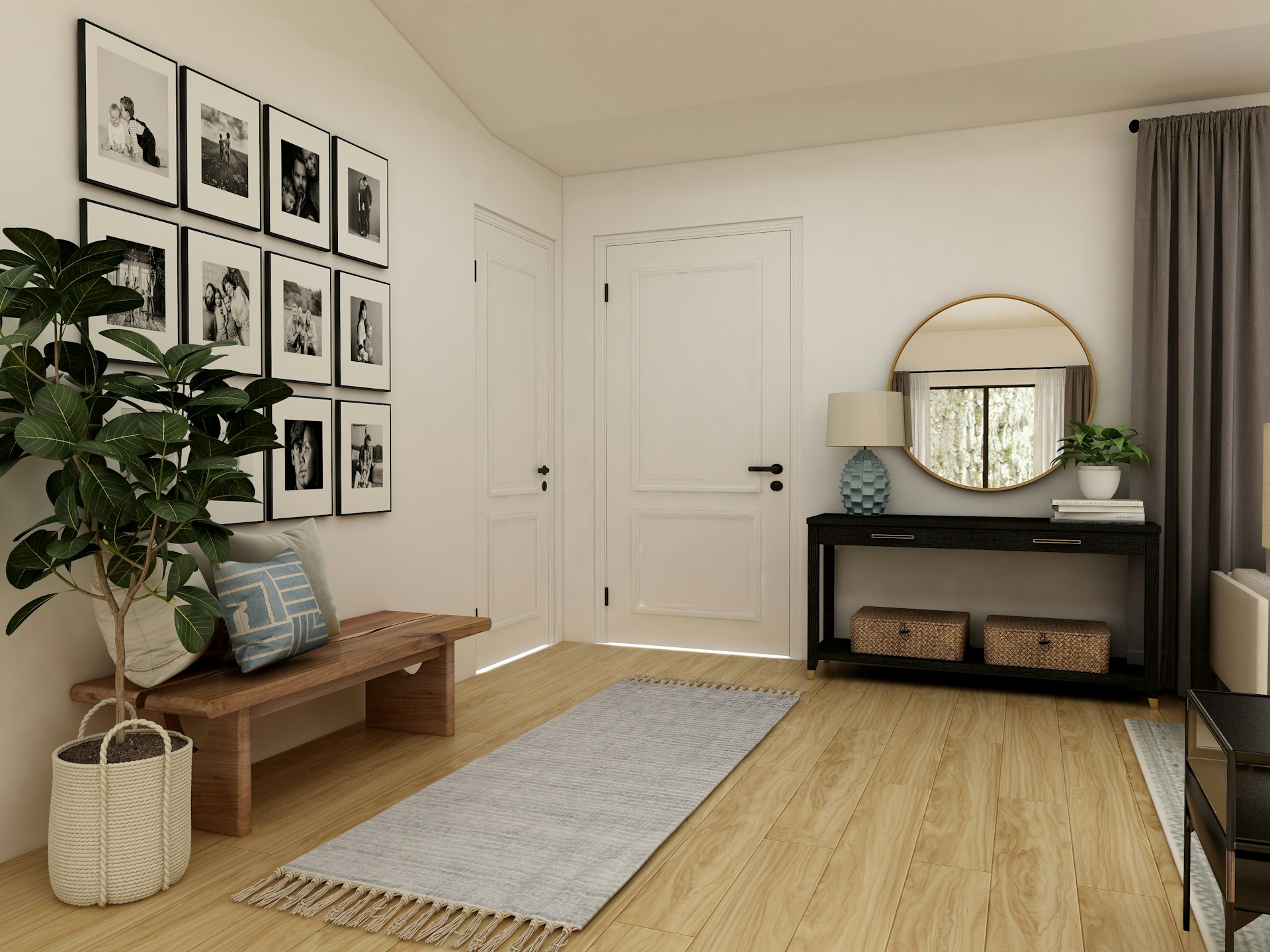 Interior of a compact apartment showing limited entryway storage space. Photo by Point3D Commercial Imaging Ltd. on Unsplash