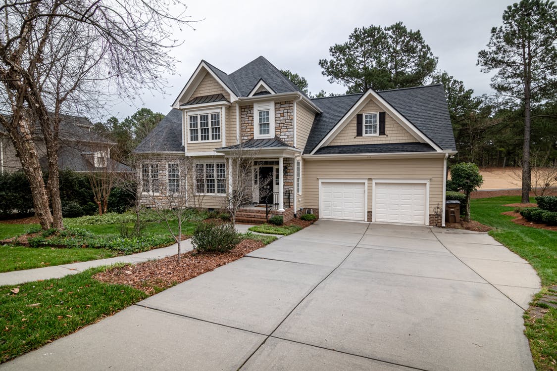 house with a 2 car garage