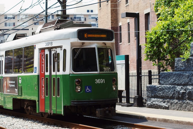 greenline MBTA train, MA