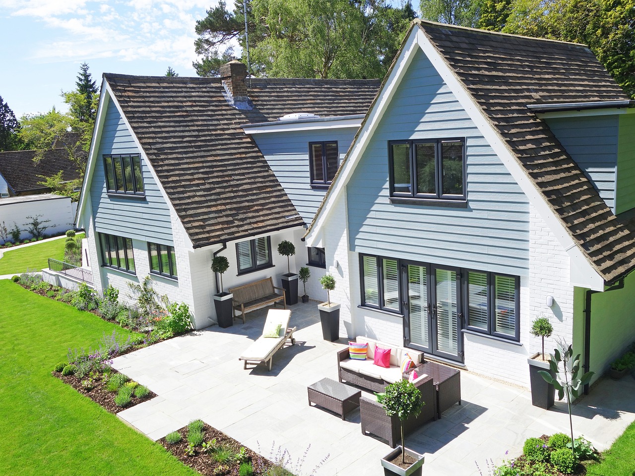 house with a large patio