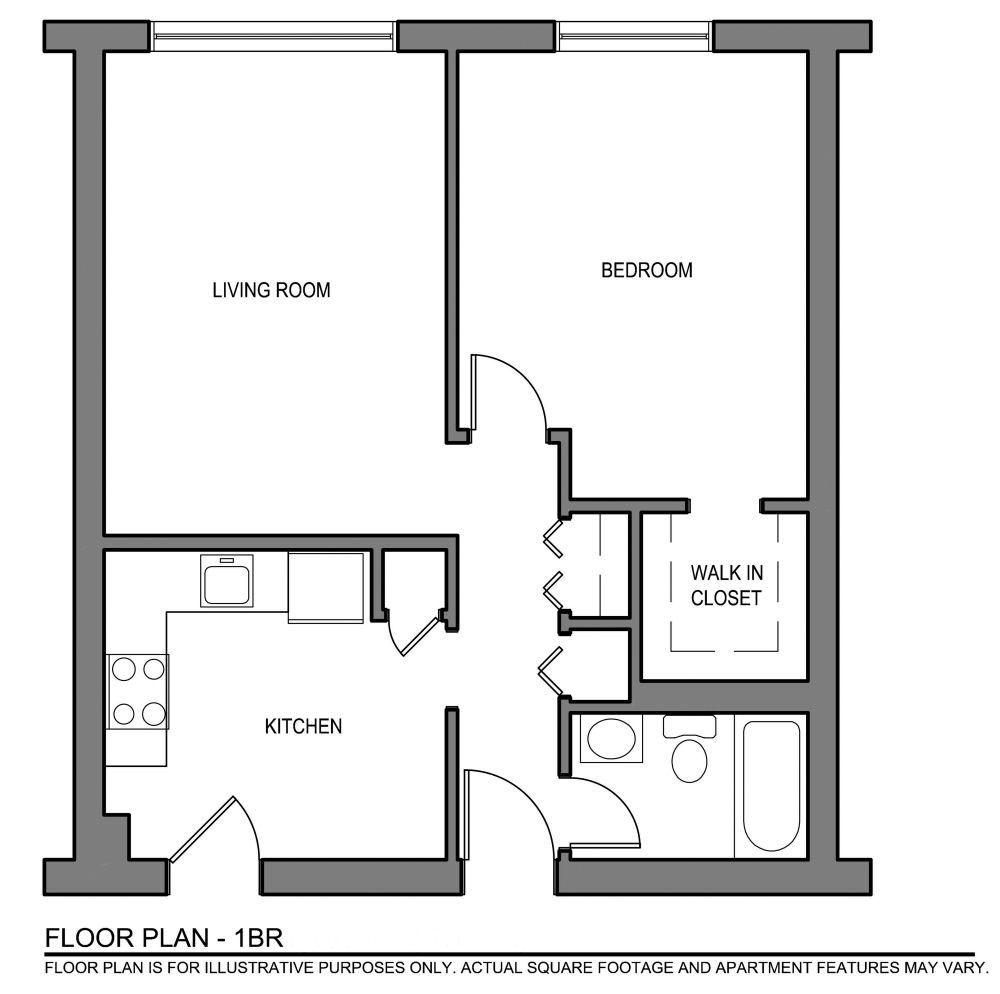 Floorplan for Quincy 1 bedroom