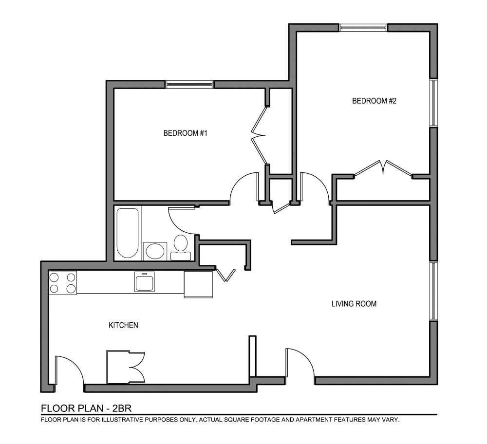 Floorplan for Waltham 2 bedroom