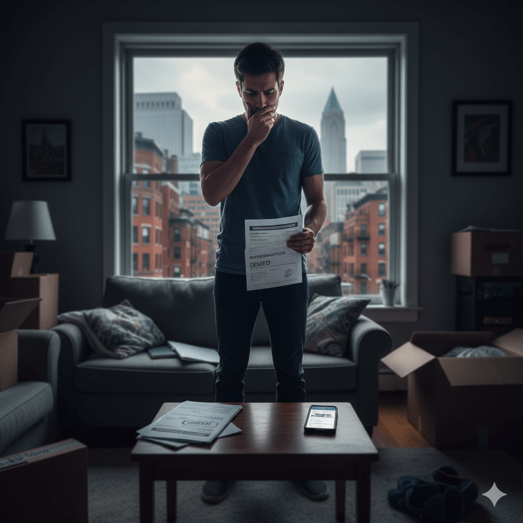 Person looking for an apartment for rent in Boston. Image by Gemini