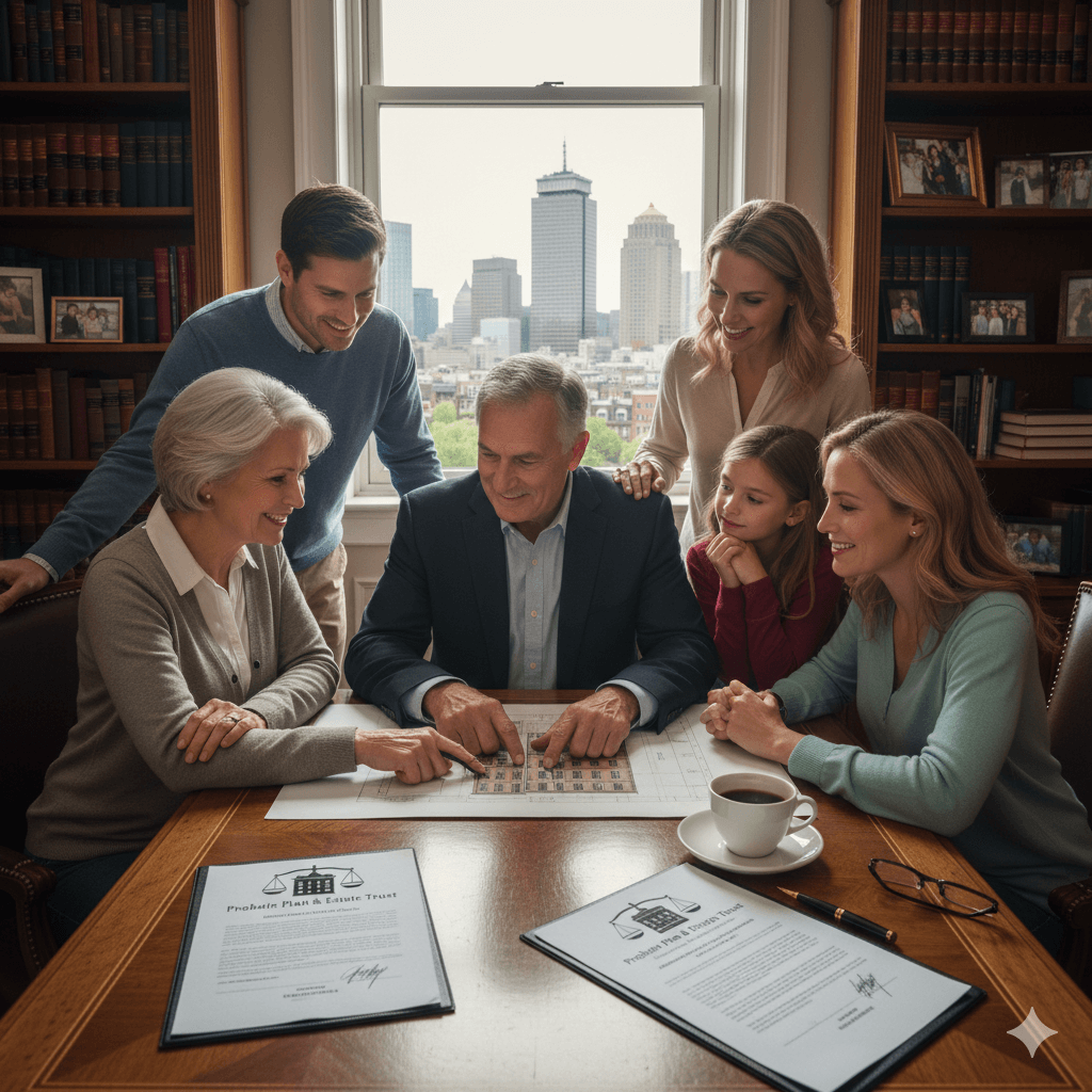 Family in a law office in Boston. Image by Gemini