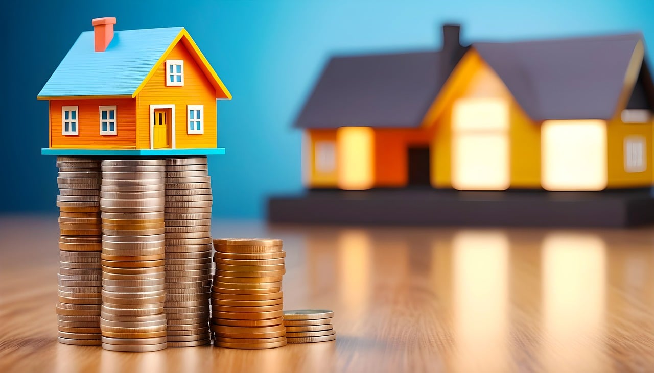 House on stacks of coins