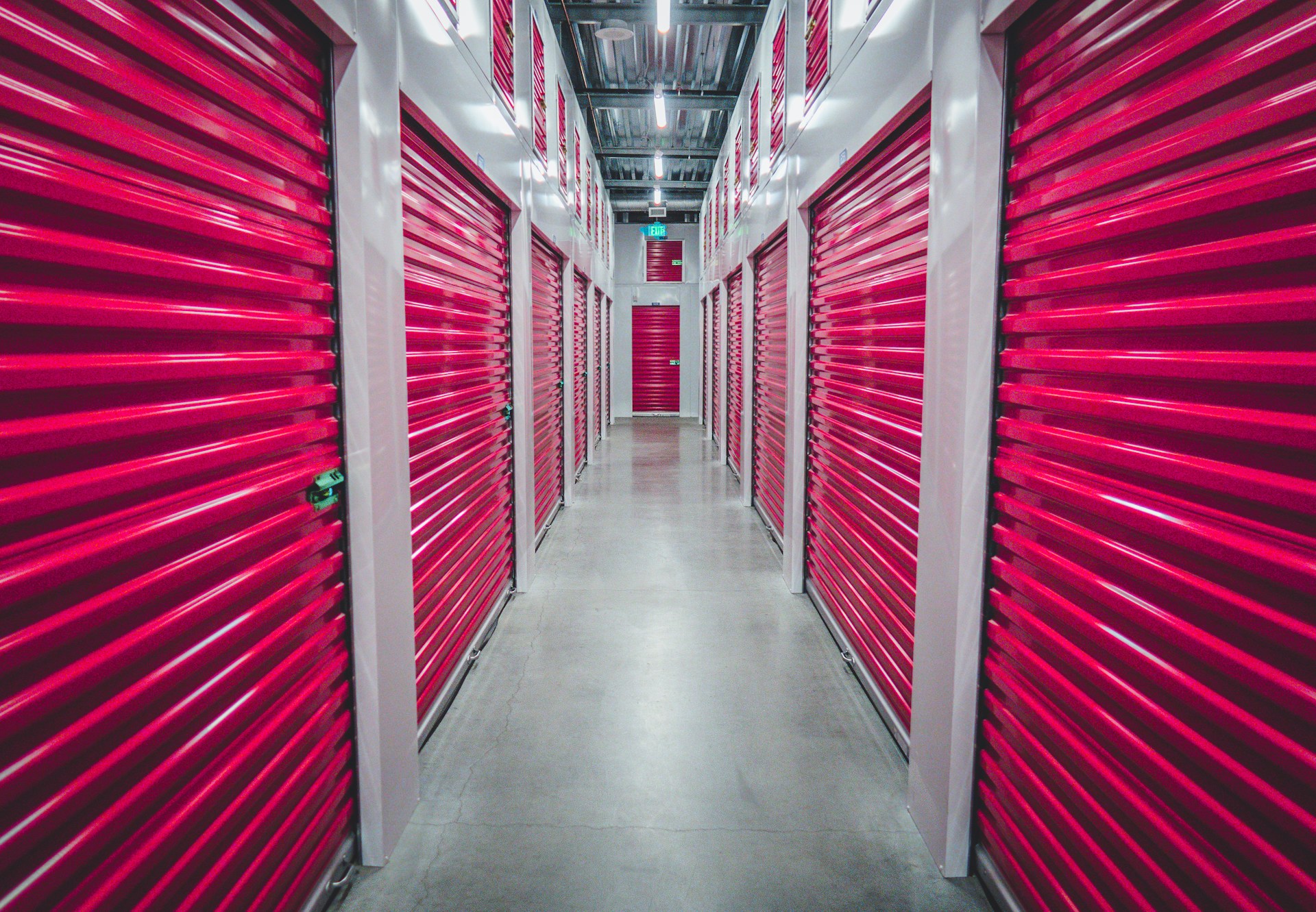 red storage units