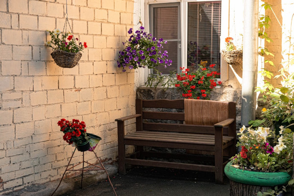 outdoor space, furniture, lights, plants