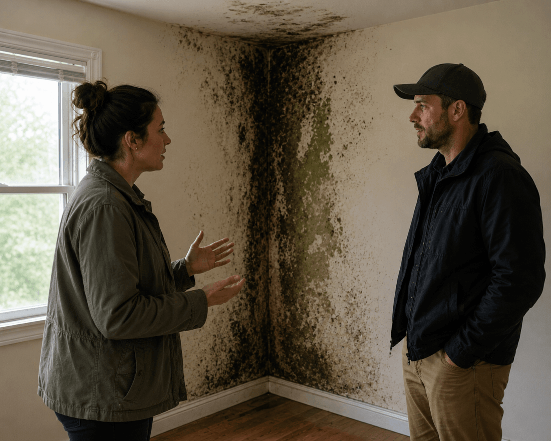 People talking, mold on walls. Image by ChatGPT
