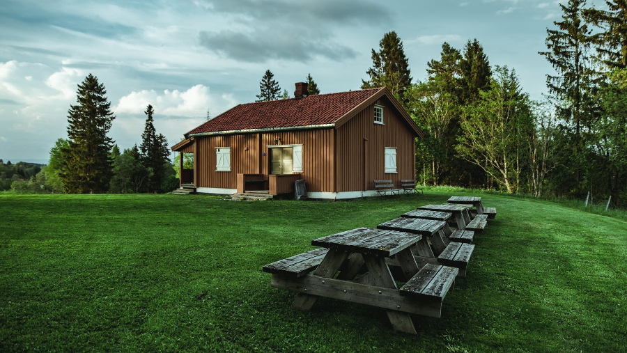 house, benches