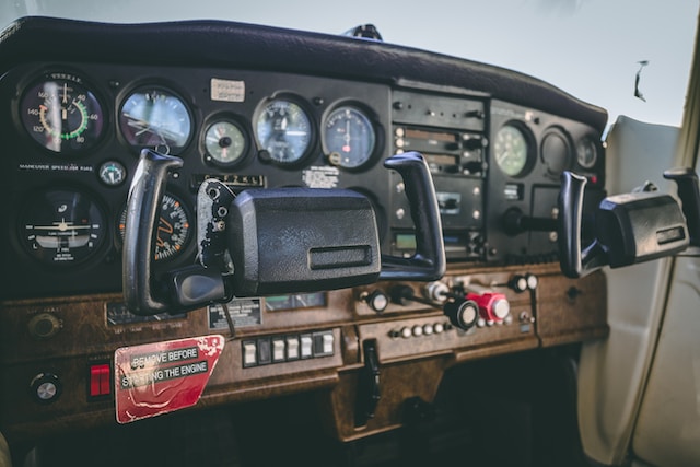 inside of an airplane cockpit