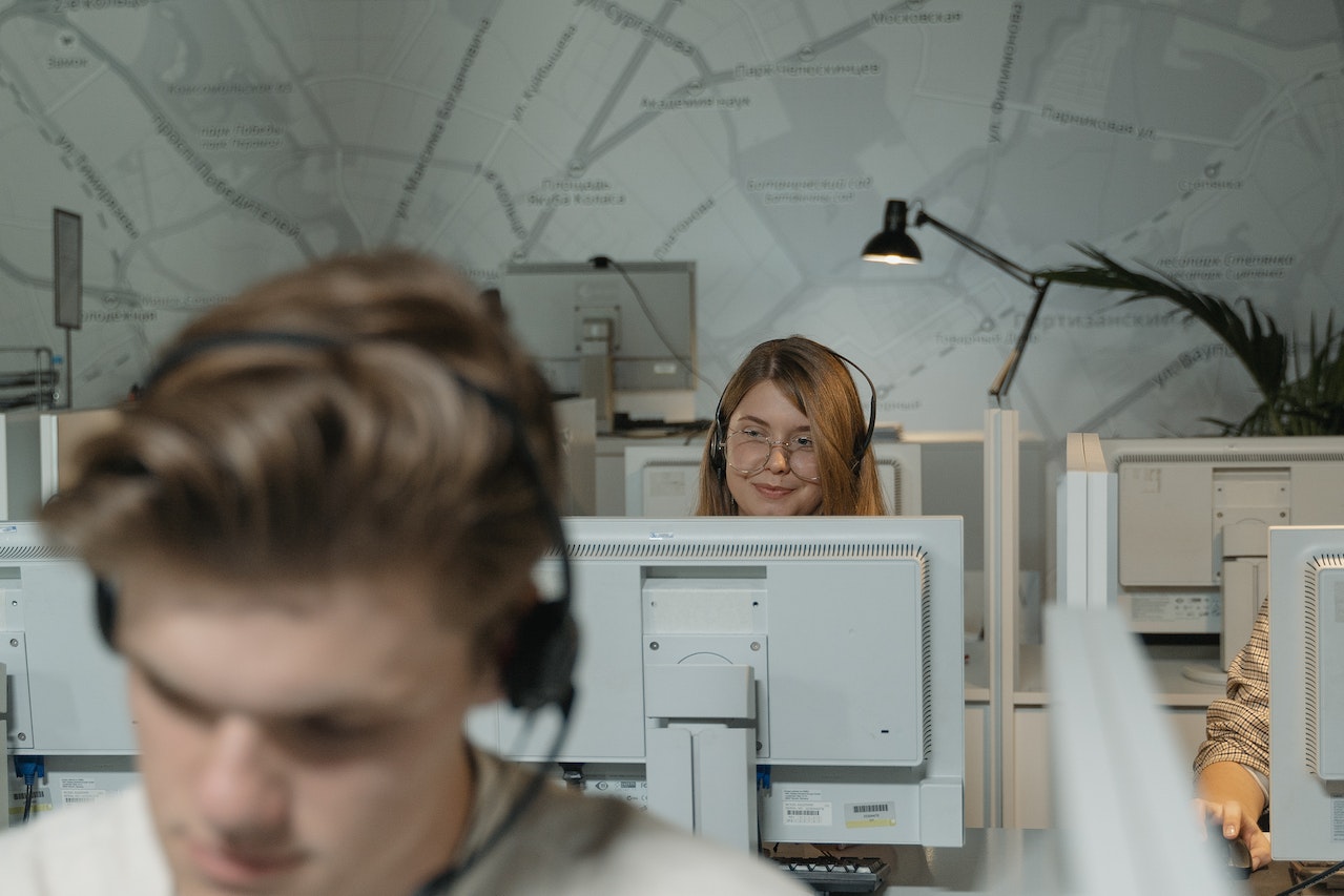 people working in a call center