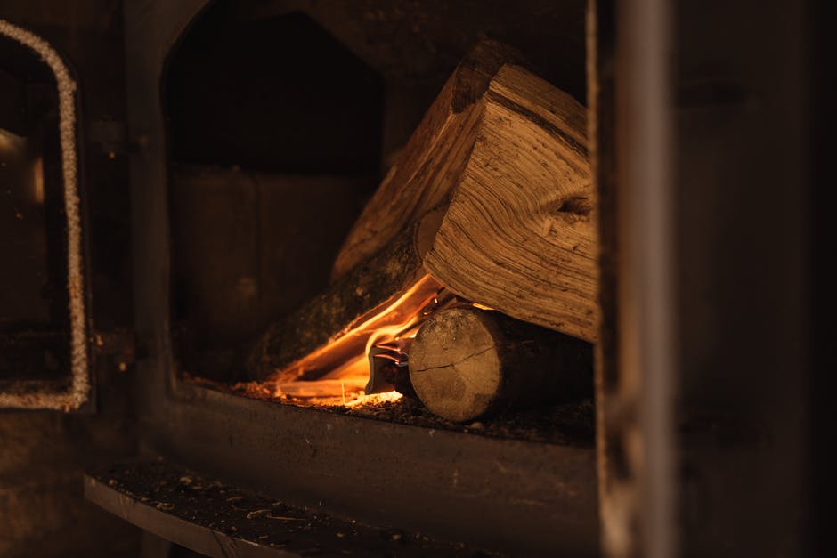 Wood burning in a fireplace