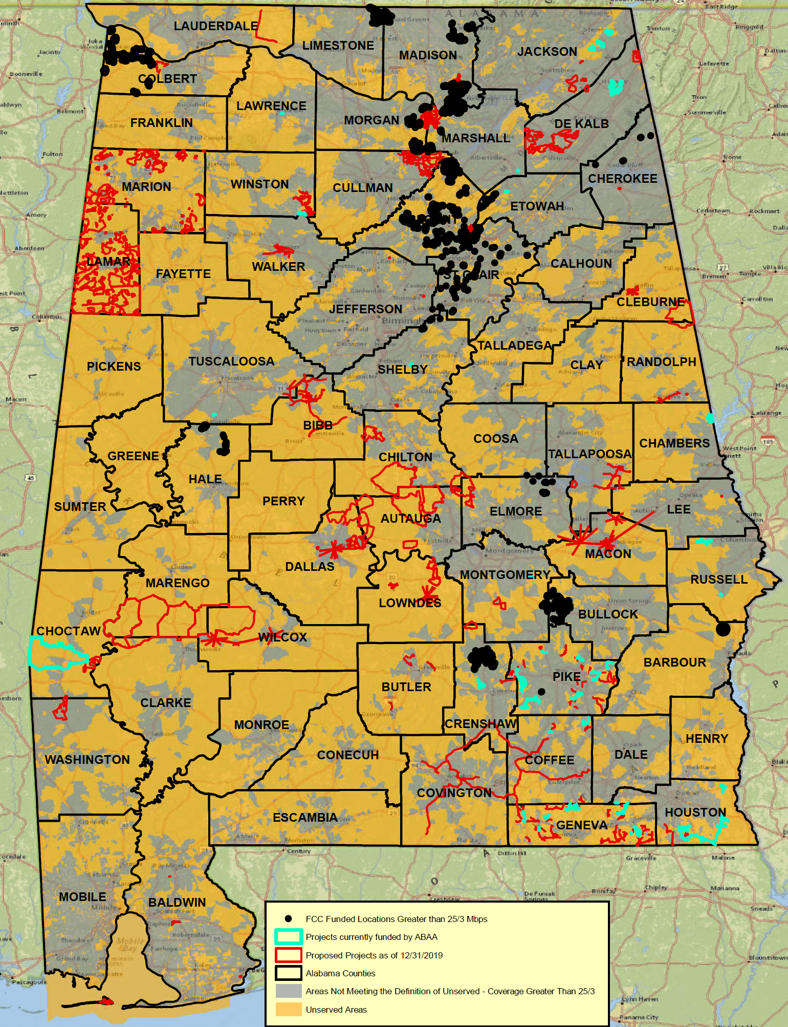 Official Alabama broadband coverage map image