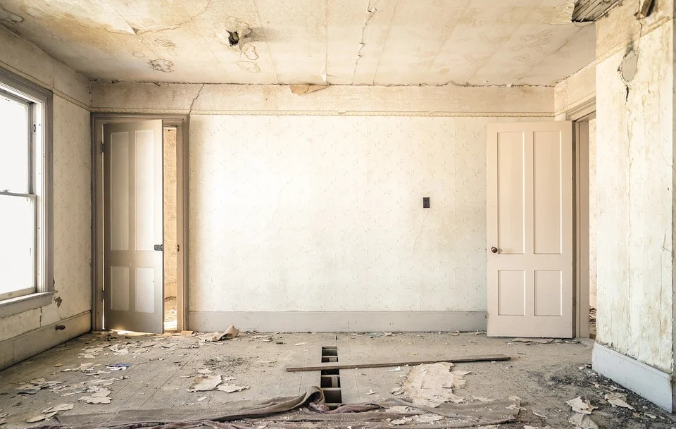 Dilapidated room interior